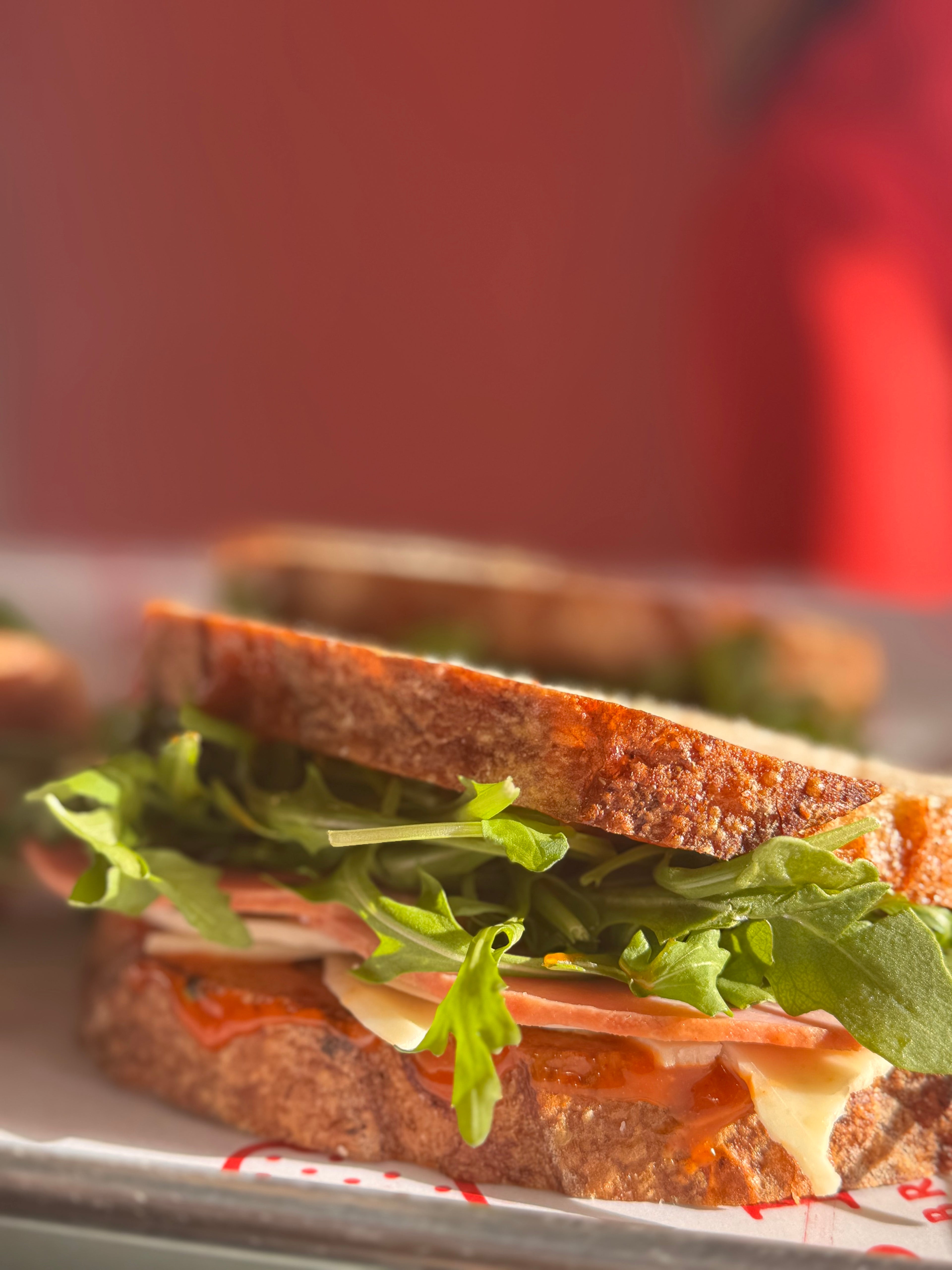 Ham & Cheese Sourdough /w Arugula Gochujang Aioli Sandwich