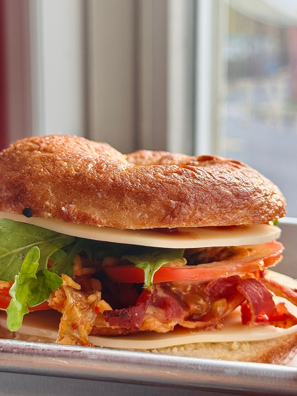 Kimchi & Bacon on Sourdough Bagel