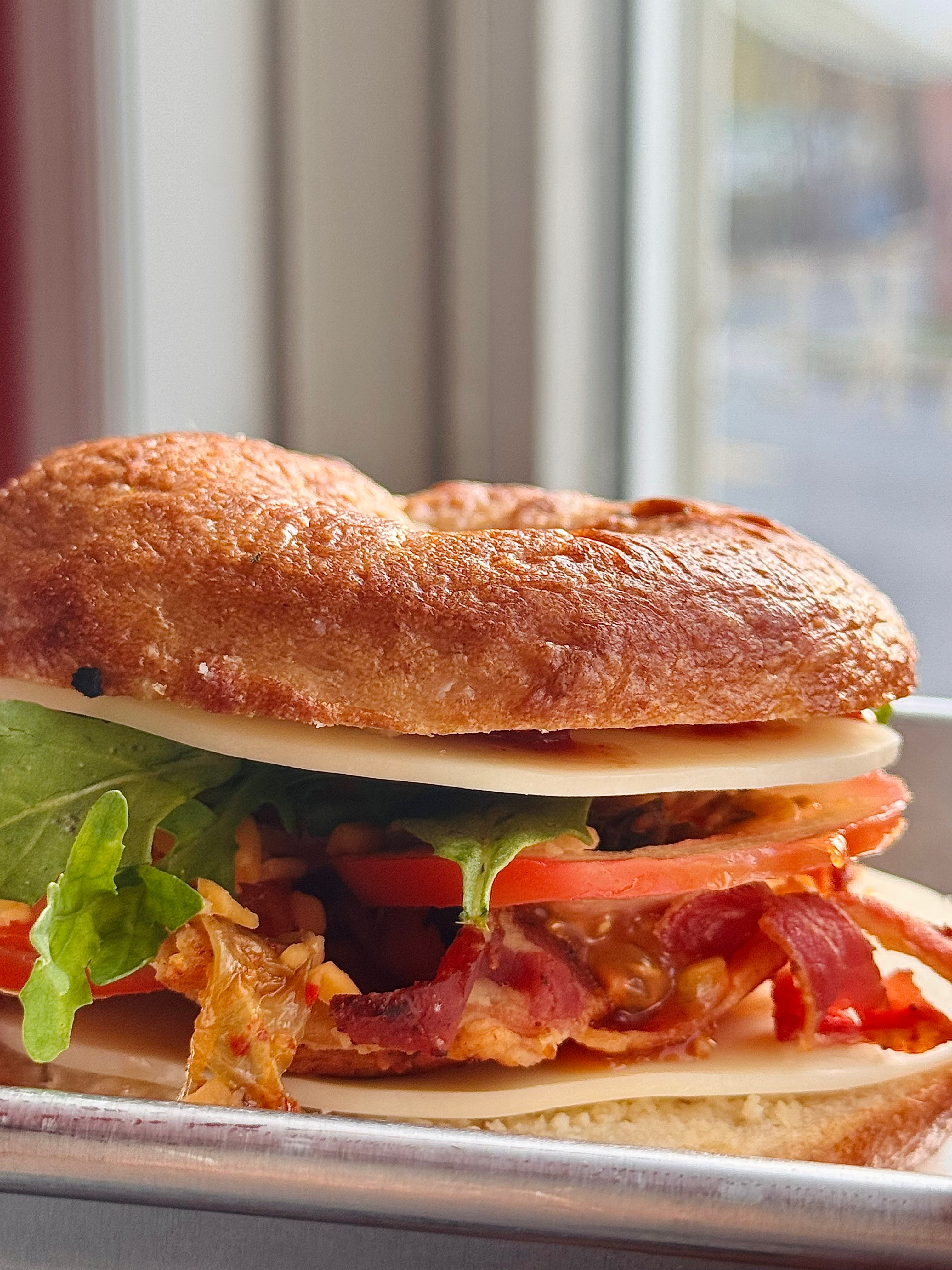 Kimchi & Bacon on Sourdough Bagel