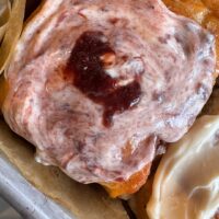 Heavenly Cinnamon Rolls - Strawberry Jam Frosting (2 rolls)