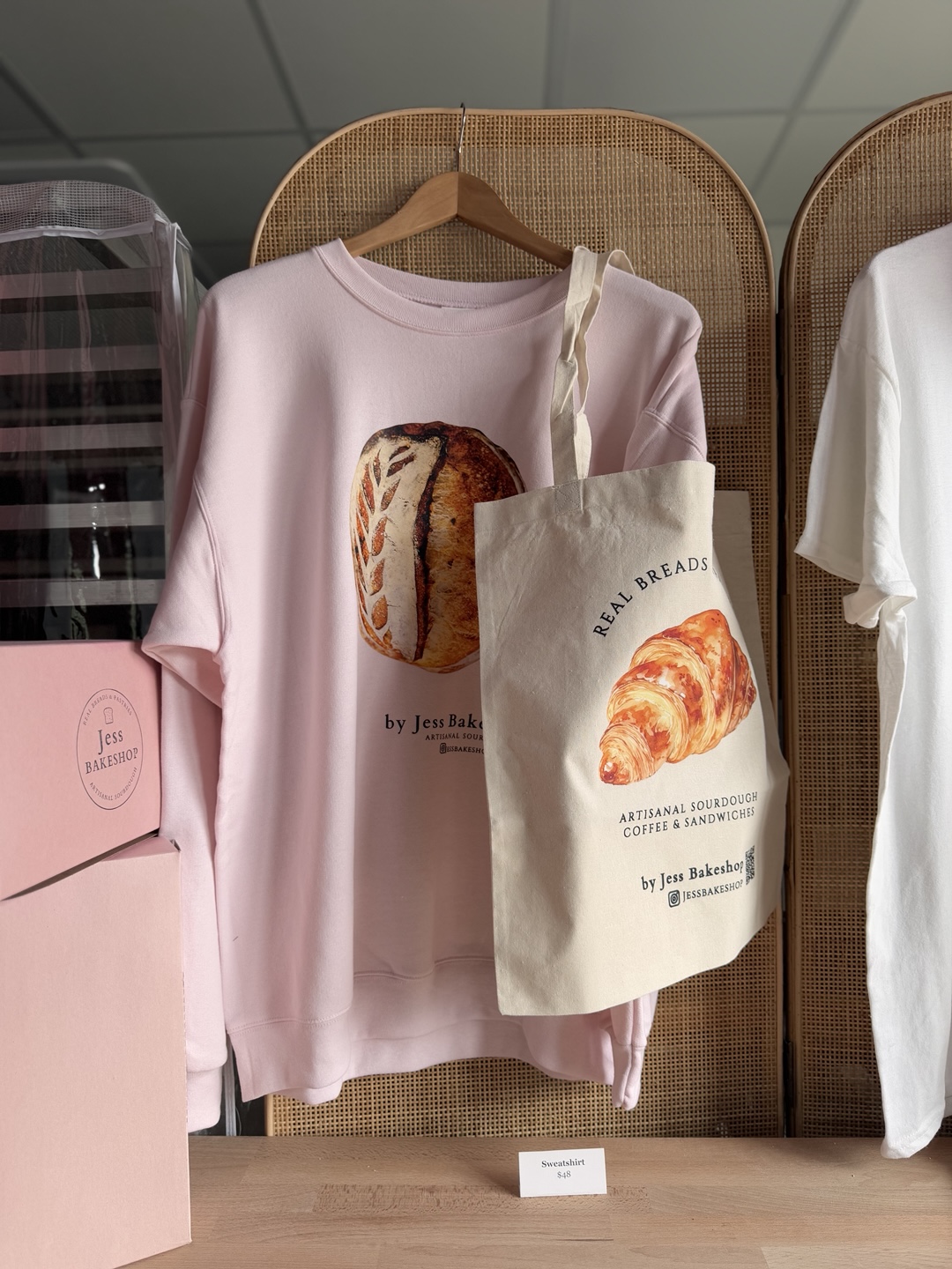 Croissant Graphic 100% Cotton Tote Bag - Image 2
