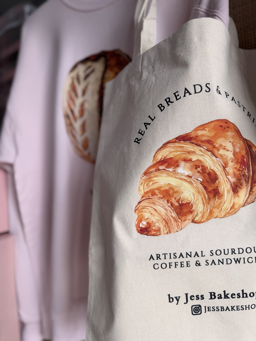 Croissant Graphic 100% Cotton Tote Bag