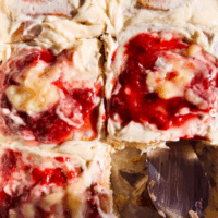 (4) Heavenly Cinnamon Rolls - Strawberry Compote Lemon Curd Frosting